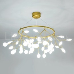 Lustre rond de luxe post-moderne à motifs de lucioles