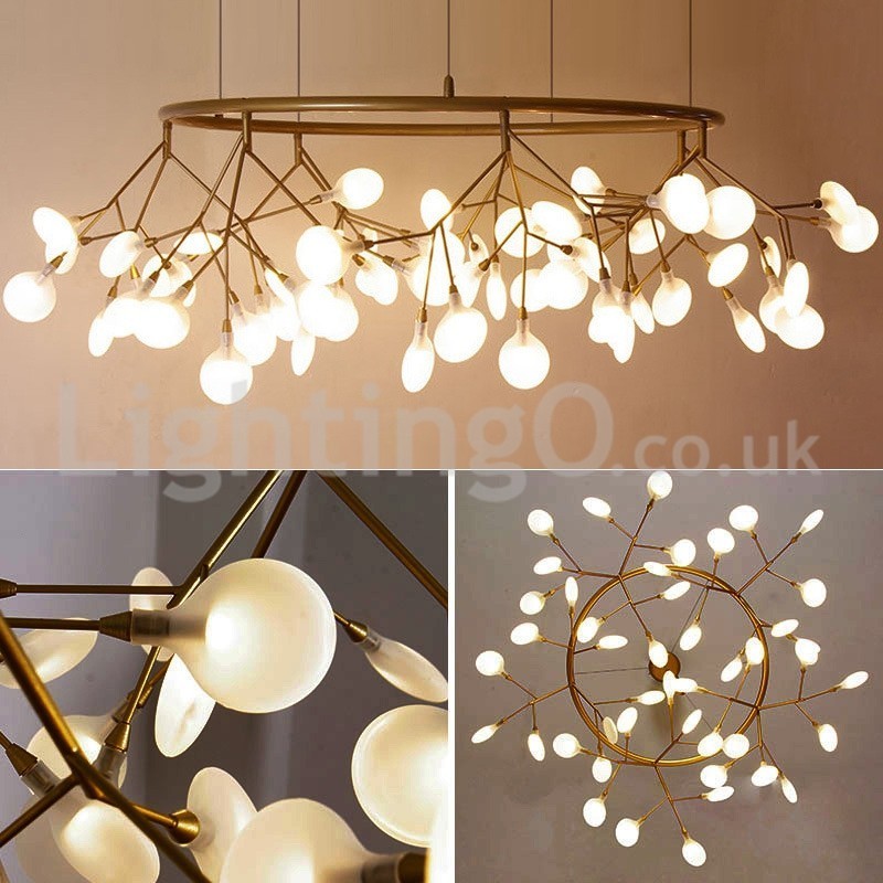 Lustre rond de luxe post-moderne à motifs de lucioles