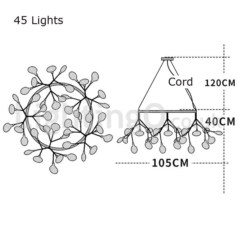 Lustre rond de luxe post-moderne à motifs de lucioles
