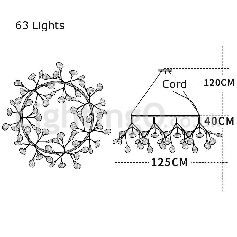 Lustre rond de luxe post-moderne à motifs de lucioles