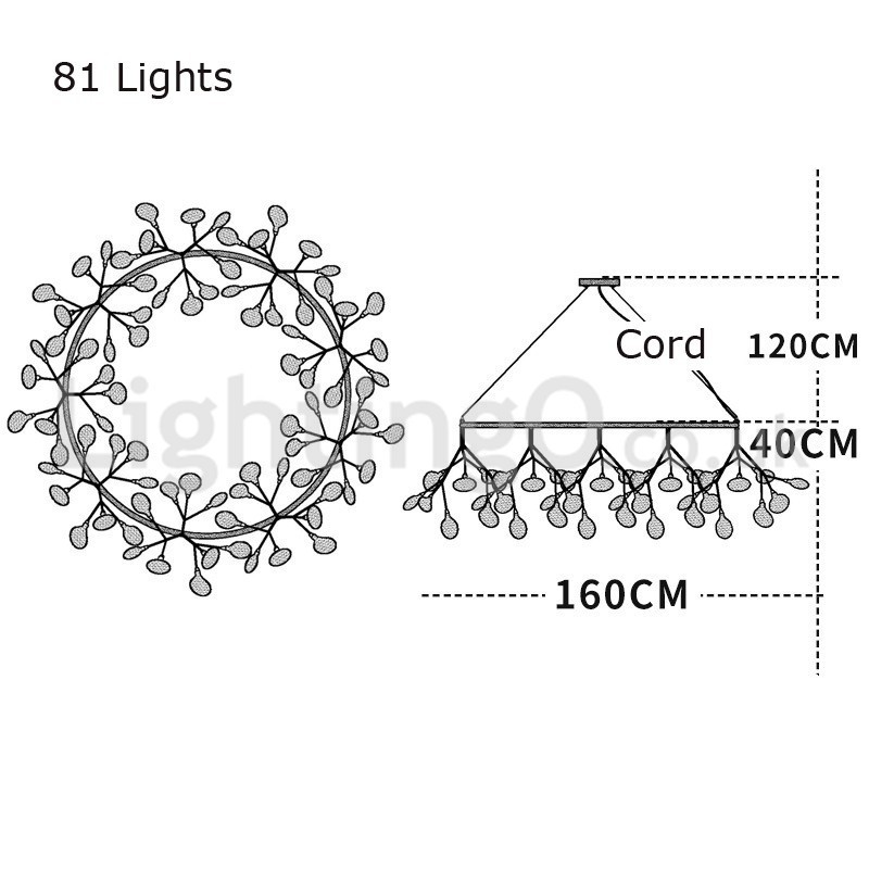 Lustre rond de luxe post-moderne à motifs de lucioles