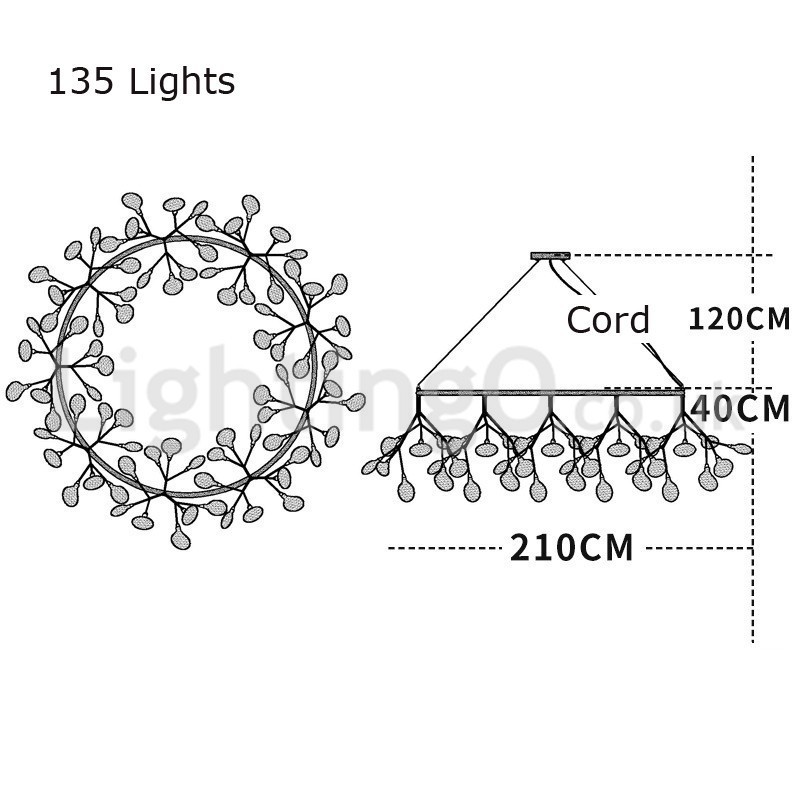 Lustre rond de luxe post-moderne à motifs de lucioles