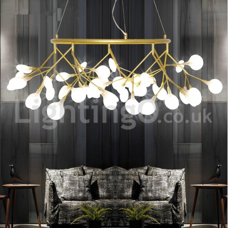 Lustre rond de luxe post-moderne à motifs de lucioles