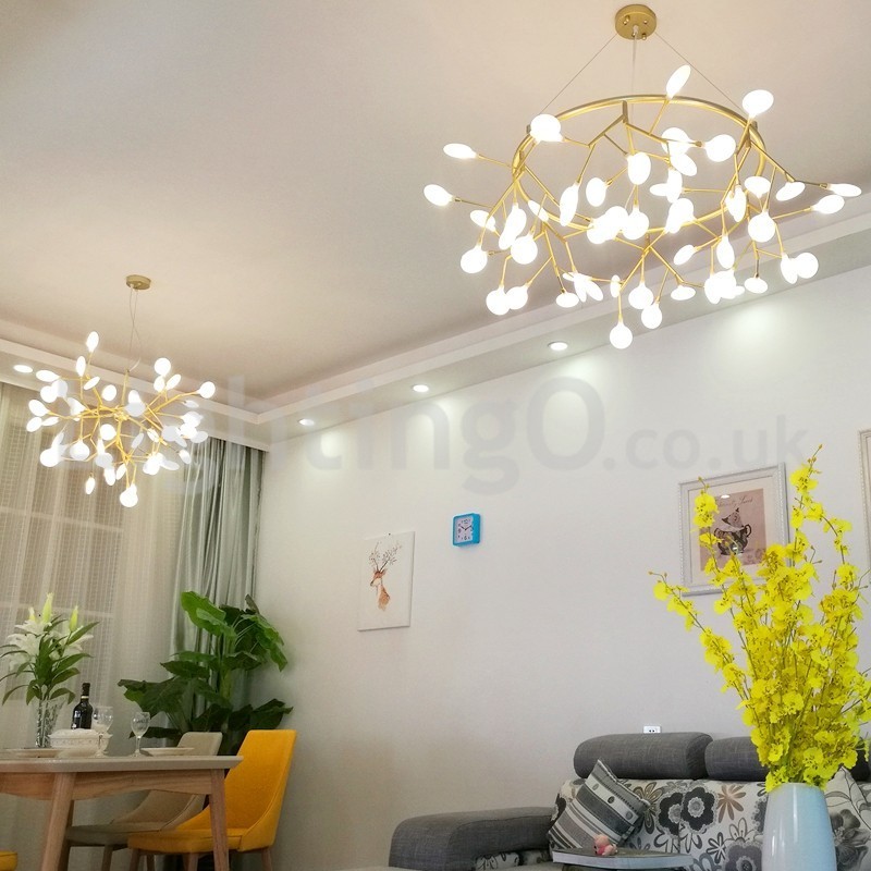 Lustre rond de luxe post-moderne à motifs de lucioles