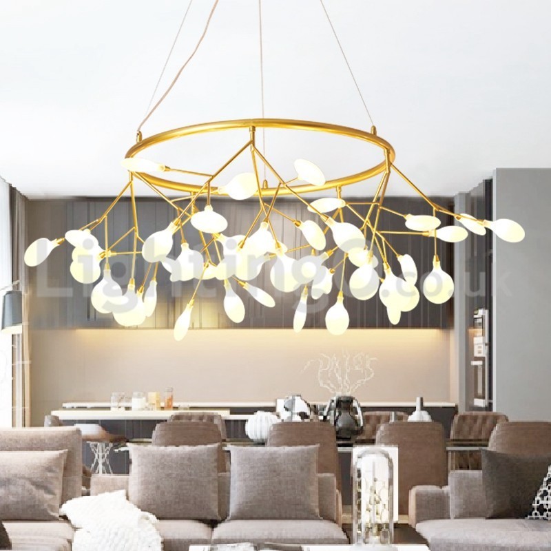 Lustre rond de luxe post-moderne à motifs de lucioles