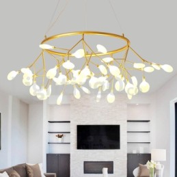Lustre rond de luxe post-moderne à motifs de lucioles
