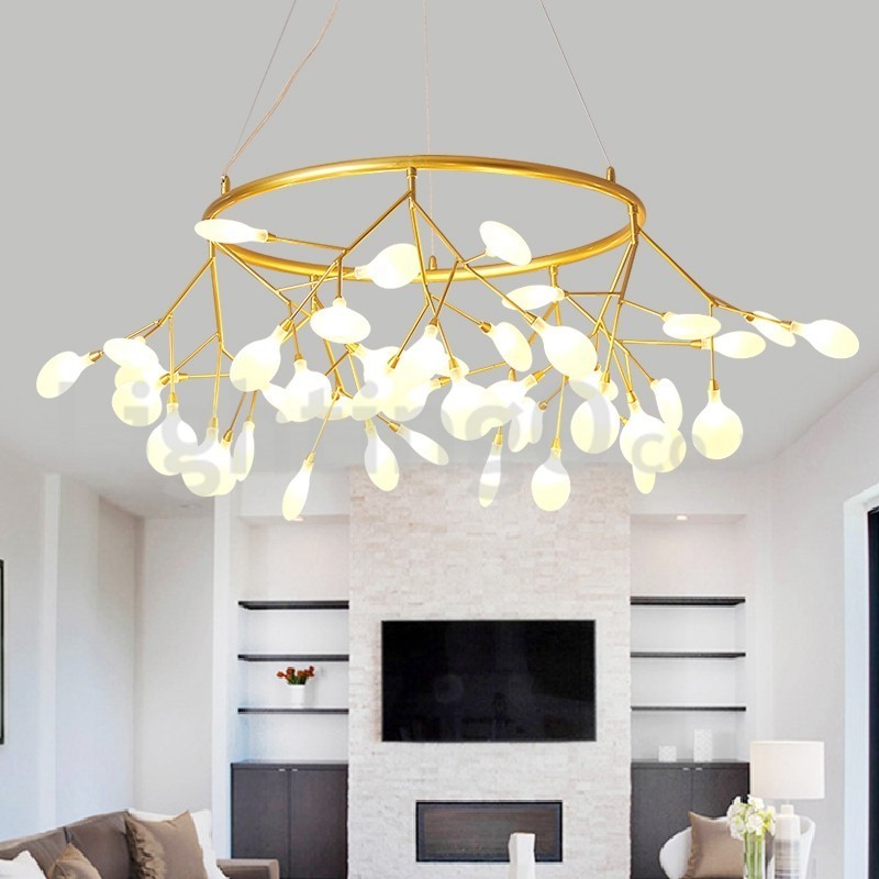 Lustre rond de luxe post-moderne à motifs de lucioles