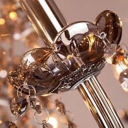 Lustre européen à 6 lumières en cristal et verre gris