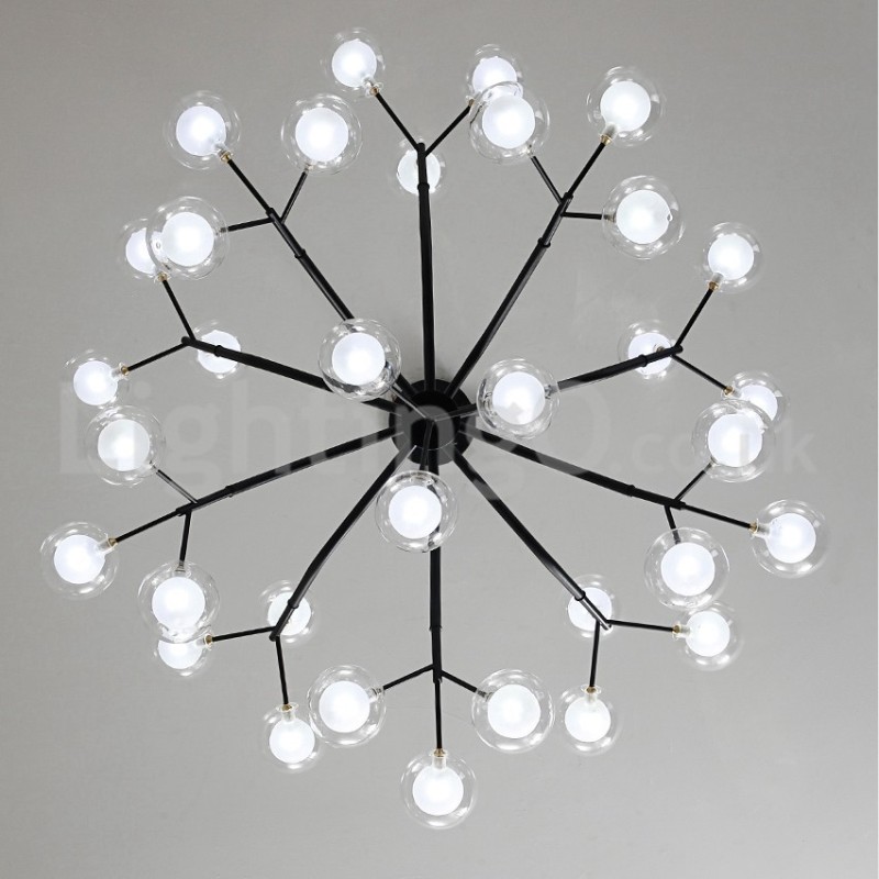 Lustre en forme de haricot magique de style nordique, petit lustre en forme de boule à bulles en verre transparent et transparent