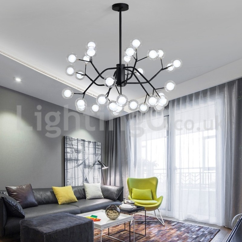 Lustre en forme de haricot magique de style nordique, petit lustre en forme de boule à bulles en verre transparent et transparent