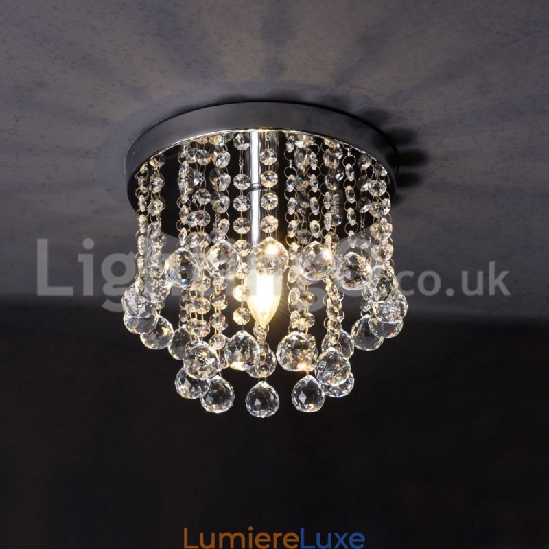 Lustre rond moderne en cristal pour porche
