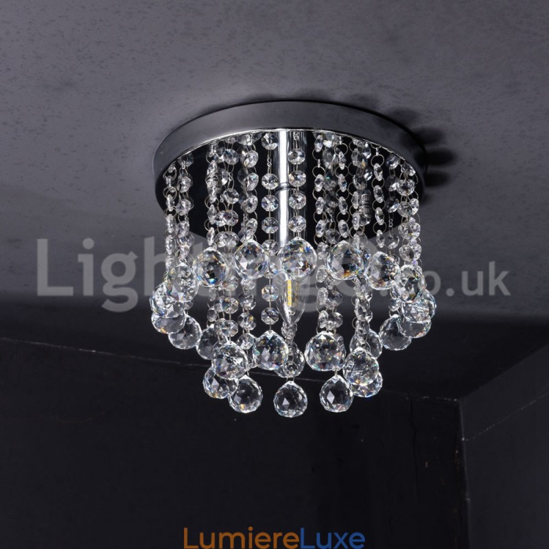 Lustre rond moderne en cristal pour porche
