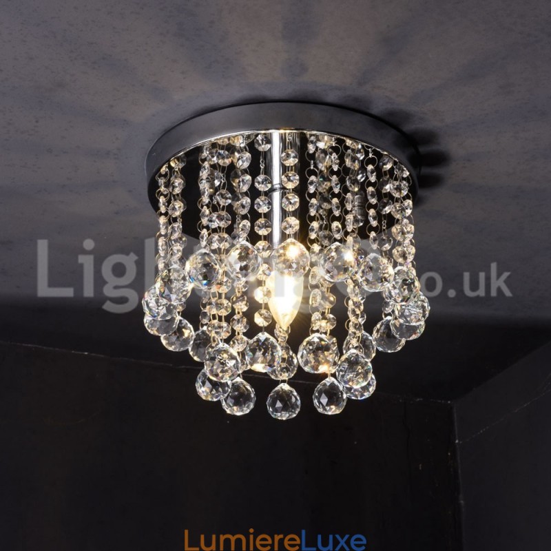 Lustre rond moderne en cristal pour porche