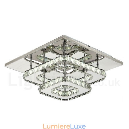 Plafonniers encastrés carrés modernes en cristal à intensité variable avec télécommande Plafonniers encastrés carrés modernes en cristal à intensité variable avec télécommande