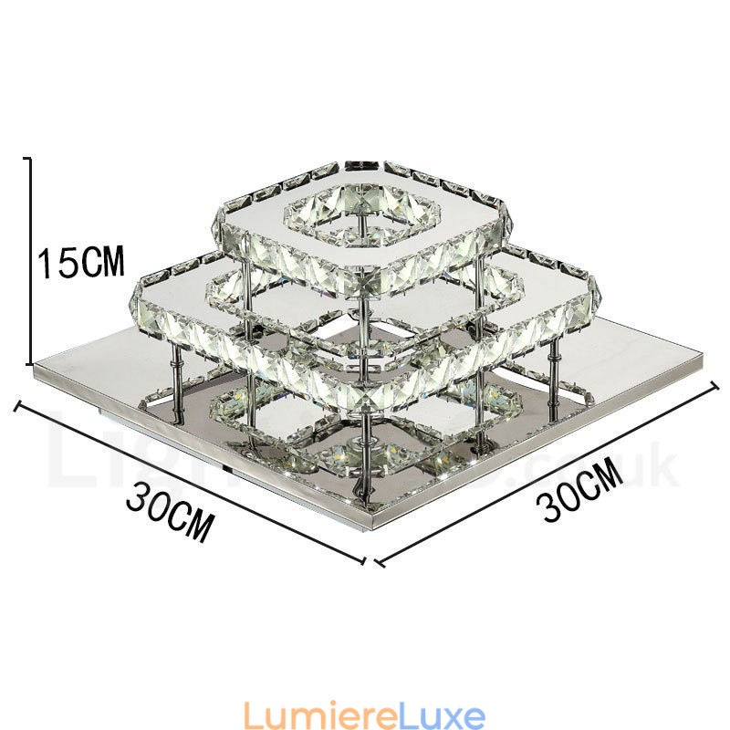Plafonniers encastrés carrés modernes en cristal à intensité variable avec télécommande