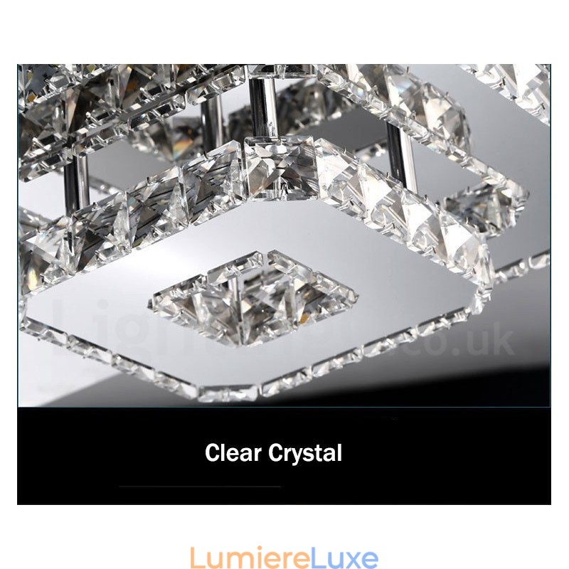 Plafonniers encastrés carrés modernes en cristal à intensité variable avec télécommande