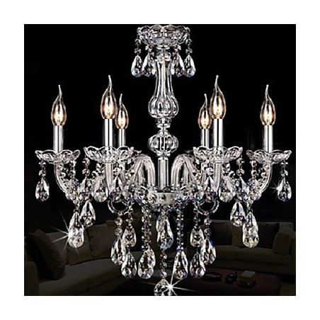 Lustre de luxe à 6 lumières avec bougie Lustre de luxe à 6 lumières avec bougie
