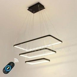 Suspension à intensité variable avec télécommande, design moderne, trois rectangles