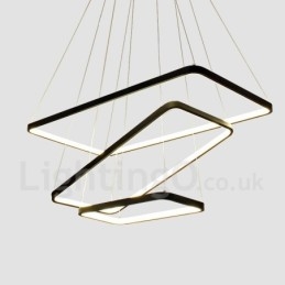 Suspension à intensité variable avec télécommande, design moderne, trois rectangles