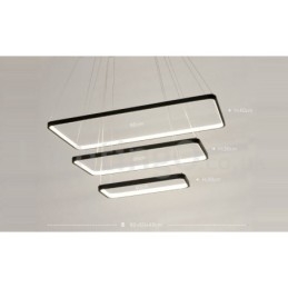 Suspension à intensité variable avec télécommande, design moderne, trois rectangles