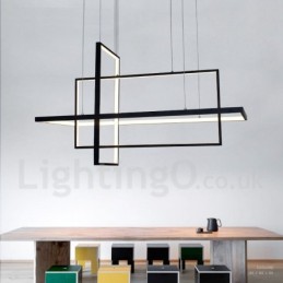 Suspension à intensité variable avec télécommande, design moderne, trois rectangles