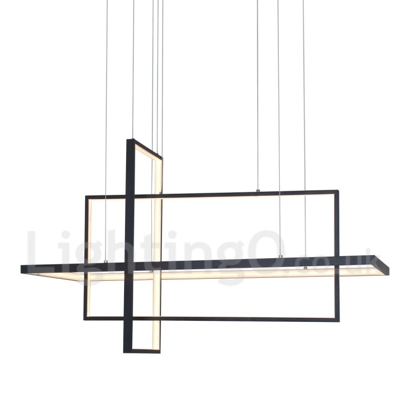 Suspension à intensité variable avec télécommande, design moderne, trois rectangles