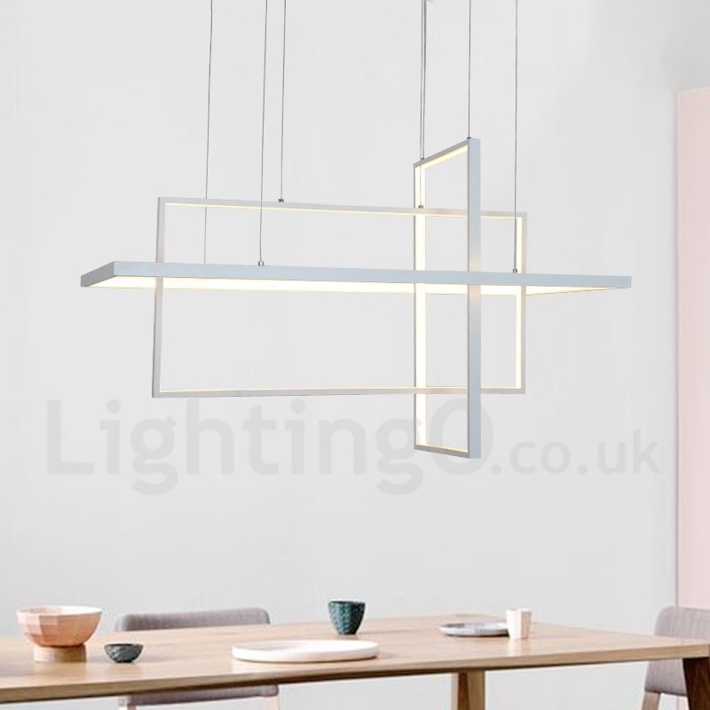 Suspension à intensité variable avec télécommande, design moderne, trois rectangles