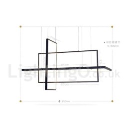 Suspension à intensité variable avec télécommande, design moderne, trois rectangles