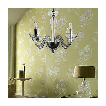 Suspension en cristal à 4 lumières avec ampoule bougie Suspension en cristal à 4 lumières avec ampoule bougie