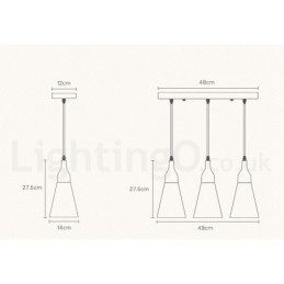 Suspension moderne en bois à 1 ou 3 lumières avec abat-jour en tissu