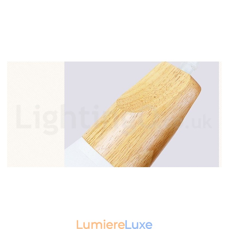 Suspension moderne en bois à 1 ou 3 lumières avec abat-jour en tissu