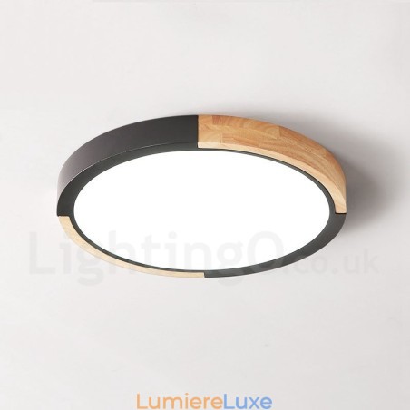 Plafonnier rond ultra fin en bois multicolore avec abat-jour en acrylique et bois massif, style nordique Plafonnier rond ultra fin en bois multicolore avec abat-jour en acrylique et bois massif, style nordique