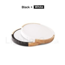 Plafonnier rond ultra fin en bois multicolore avec abat-jour en acrylique et bois massif, style nordique