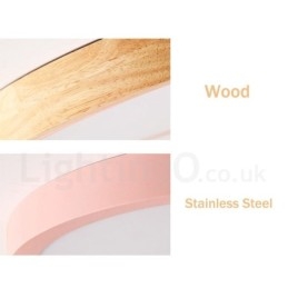 Plafonnier rond ultra fin en bois multicolore avec abat-jour en acrylique et bois massif, style nordique