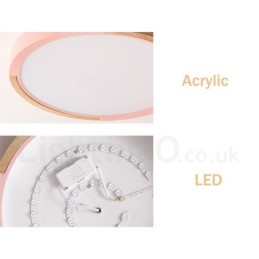 Plafonnier rond ultra fin en bois multicolore avec abat-jour en acrylique et bois massif, style nordique