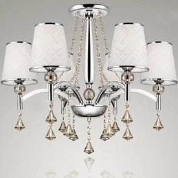Lustre moderne contemporain en cristal et métal chromé
