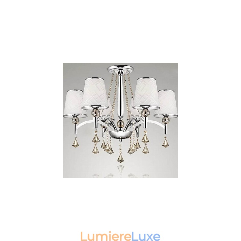 Lustre moderne contemporain en cristal et métal chromé