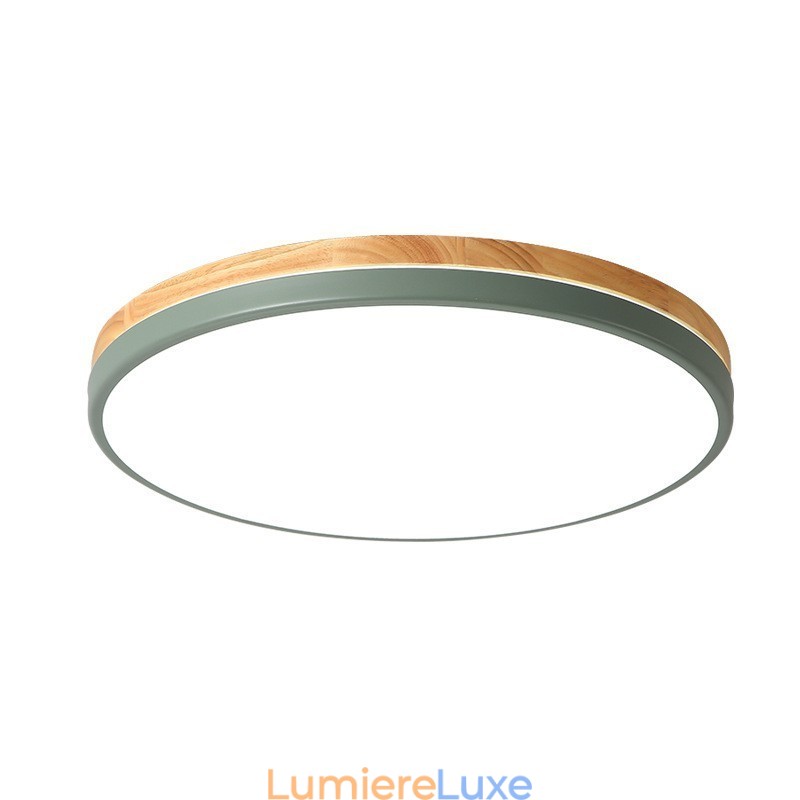 Plafonnier rond en bois multicolore ultra fin à intensité variable avec abat-jour en acrylique, style nordique