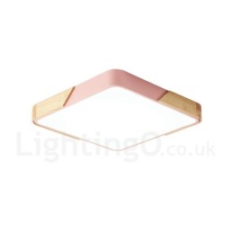 Plafonnier carré en bois multicolore ultra fin à intensité variable avec abat-jour en acrylique, style nordique