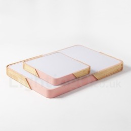 Plafonnier carré en bois multicolore ultra fin à intensité variable avec abat-jour en acrylique, style nordique