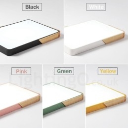 Plafonnier rectangulaire ultra fin en bois multicolore à intensité variable avec abat-jour en acrylique, style nordique