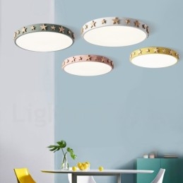 Plafonnier circulaire ultra fin en bois multicolore à intensité variable avec abat-jour en acrylique, style nordique