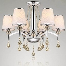 Lustre moderne contemporain en cristal et métal chromé