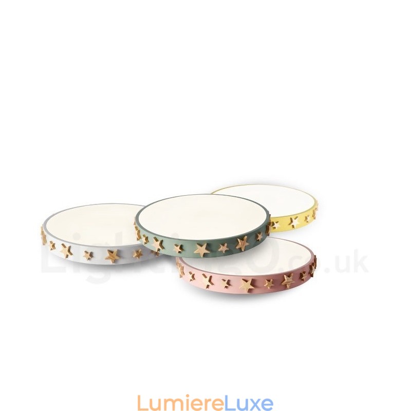Plafonnier circulaire ultra fin en bois multicolore à intensité variable avec abat-jour en acrylique, style nordique