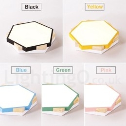 Plafonnier hexagonal en bois multicolore à intensité variable avec abat-jour en acrylique, style nordique