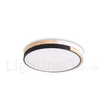 Plafonnier rond en bois multicolore à intensité variable avec abat-jour en acrylique, style nordique Plafonnier rond en bois multicolore à intensité variable avec abat-jour en acrylique, style nordique