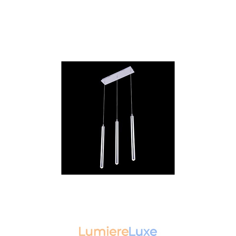 Lustre moderne contemporain en métal à 3 lumières