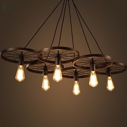 Lustre en fer forgé de style loft industriel, lustre à roulettes de café