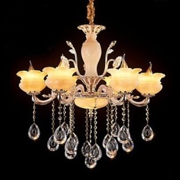 Lampe à suspension en cristal de jade Lustre de style bougie