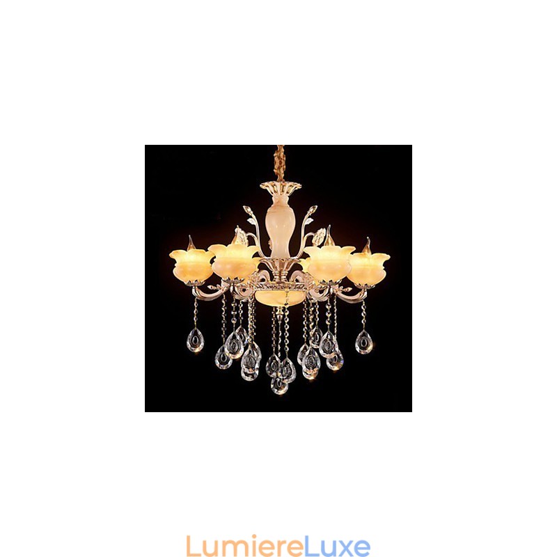 Lampe à suspension en cristal de jade Lustre de style bougie